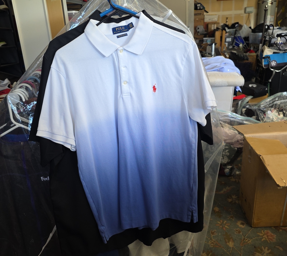 Polo by Ralph Lauren White-to-Blue Ombre Polo with Red Pony